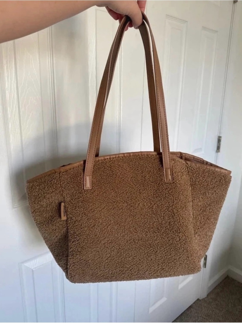 Neiman Marcus Faux Sherpa Tote Bag